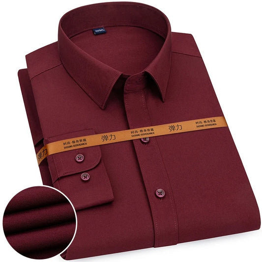 Men's Deluxe Maroon Dress Shirt – High Quality Imported Fabric, Office & Party Wear Formal Shirt