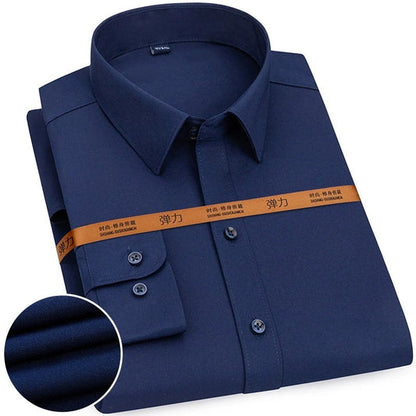 Men's Deluxe Dark Blue Dress Shirt – High Quality Imported Fabric, Office & Party Wear Formal Shirt
