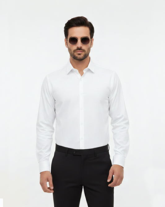 Men's Deluxe White Dress Shirt – High Quality Imported Fabric, Office & Party Wear Formal Shirt
